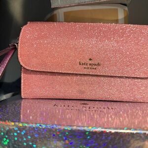Kate Spade medium flap phone wristlet rose pink